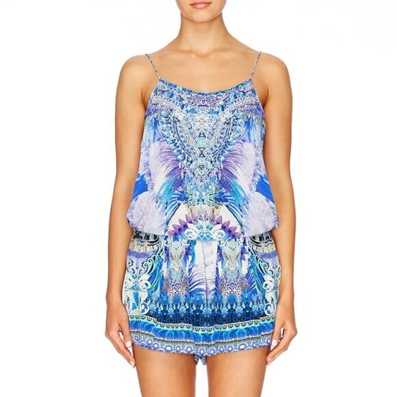 Camilla Heartbeats Drumbeats Shoestring Strap Playsuit‎ Size XS b63